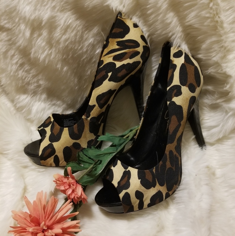 Jessica Simpson Cheetah Peep-Toe Pumps